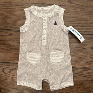 Carter's Heather Gray Baby Romper with Sailboat